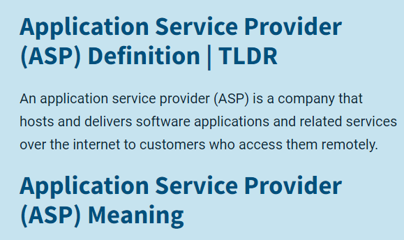 Application Service Provider (ASP) Meaning