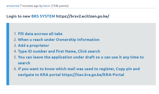 How to check KRA PIN using BRS (Ecitizen)